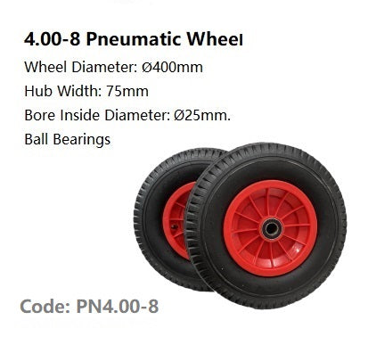 Ø400mm (16") Plastic Rim Pneumatic Wheels | 200KG loading Capacity