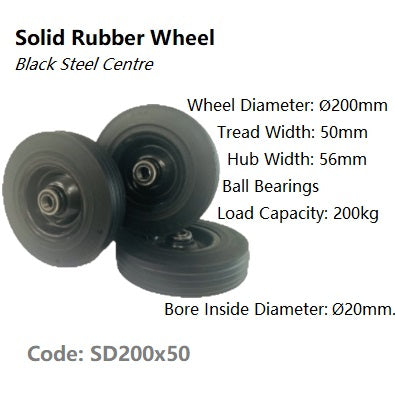 Solid Recycled Rubber Wheels | Ø150mm - Ø350mm