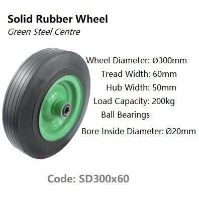 Solid Recycled Rubber Wheels | Ø150mm - Ø350mm