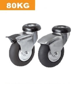 Ø75mm (3") Black Rubber Wheel Castors >Chrome Housing | 80KG capacity per castor
