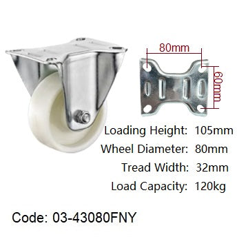 Ø80mm (3¾") Polyamide (Nylon) Wheel Castors > EUROPEAN STYLE | 100KG capacity per castor