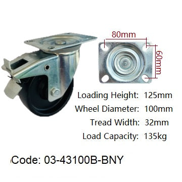 Ø100mm (4") Polyamide (Nylon)  Wheel | 150KG Castors > EUROPEAN STYLE