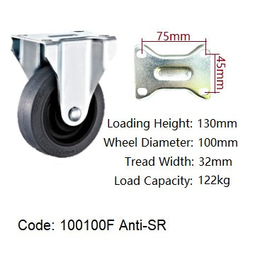 Ø100mm (4") Anti Static Rubber Wheel Castors | 122KG capacity per castor