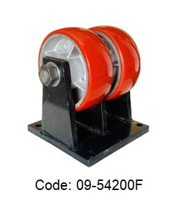 Ø200mm (8") Red Urethane on Cast Iron DUAL WHEELS Castors | 3000KG capacity per castor
