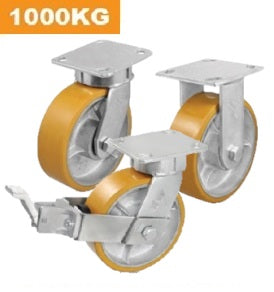 Ø150mm (6") Orange Urethane on Cast Iron Wheel Castors | 1000KG capacity per castor
