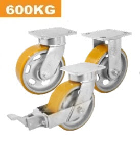 Ø150mm (6") Extra Heavy Duty Castors|Urethane on Cast Iron Wheel Castors | 600KG capacity per castor