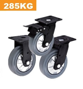 Ø150mm (6") High Elastic Rubber Wheel Castors | 285KG capacity per castor