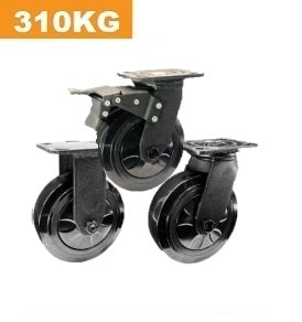 Ø150mm (6") Black Polyurethane (PU) Wheel Castors | 310KG capacity per castor
