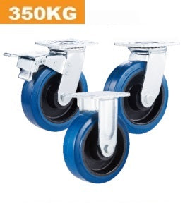 Ø150mm (6") Elastic Blue Rubber Wheel Castors | 350KG capacity per castor