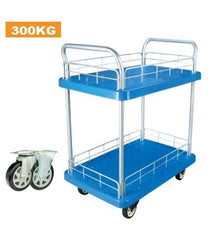 2 Tier Polypropylene Platform Trolley | 300KG | BLUE