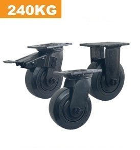 Ø125mm (5") Black Polyurethane (PU) Wheel Castors | 240KG capacity per castor
