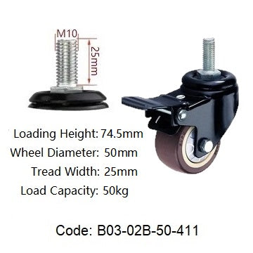 Ø50mm (2") Thermoplastic Rubber (TPR) Wheel Castors | 60KG capacity per castor