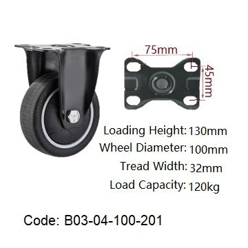Ø100mm (4") Thermoplastic Polyurethane (TPU) Wheel Castors | 130KG capacity per castor