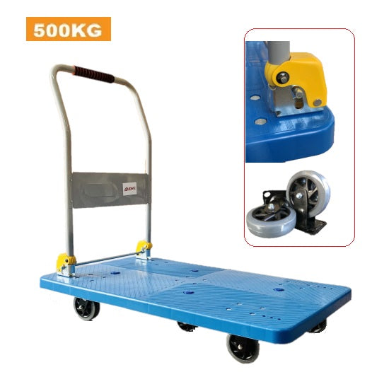 Folding Platform Trolley (High Handle) | 500KG | BLUE