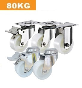 Ø75mm (3") Nylon Wheel 304 Stainless Steel Castors | 80KG capacity per castor