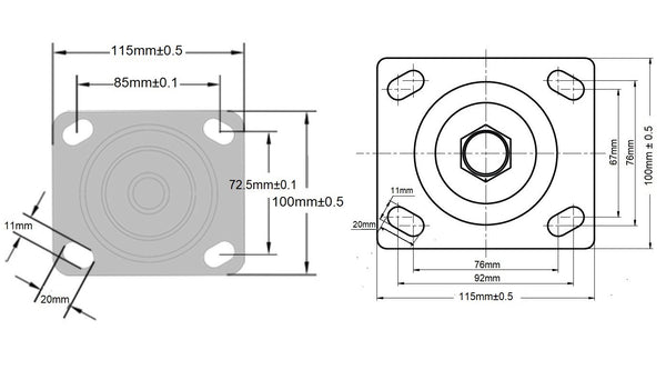 Ø250mm (10") Pneumatic Wheel Castor | 220KG Capacity > Chrome Rim