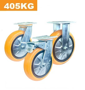 Ø200mm (8") Polyurethane (PU) Wheel Castors | 405KG capacity per castor