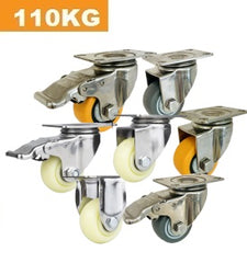 Ø65mm (2½") Nylon Wheel 304 Stainless Steel Castors | 110KG capacity per castor