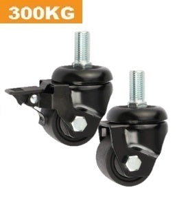 Ø50mm (2") Black Fiberglass Nylon Wheel Castors > THREAD | 300KG capacity per castor