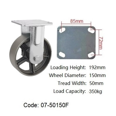 Ø150mm (6") Cast Iron Wheel Castors/High temperature resistant | 350KG capacity per castor