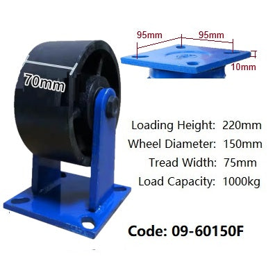 Ø150mm (6") Extra Heavy Duty Cast Iron Wheel Castors | 1000KG capacity per castor