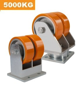Ø300mm (12")Orange Urethane on Cast Iron DUAL WHEELS Castors | 5000KG capacity per castor