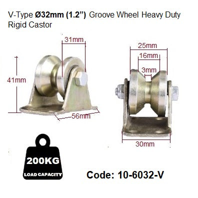 U Type-Groove Cast Iron wheel Rigid Castors | 80KG/100KG/150KG/400KG Capacity per castor