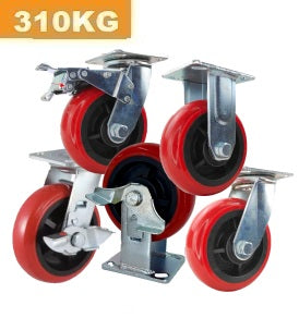 Ø150mm (6") Polyurethane (PU) Wheel Castors | 310KG capacity per castor