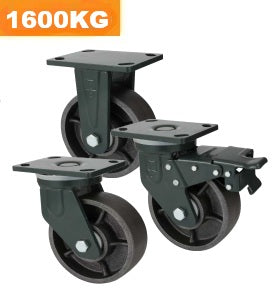 Ø150mm (6") Extra Heavy Duty Cast Iron Wheel Castors | 1600KG capacity per castor