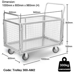 Industrial Hand Trolley | 300KG | REMOVABLE BOTH SIDES
