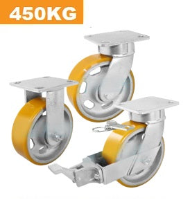 Ø125mm (5") Heavy Duty Castors |Urethane on Cast Iron Wheel | 450KG Loading Capacity per castor