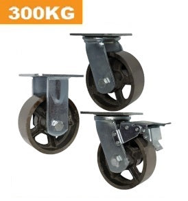 Ø125mm (5") Cast Iron Wheel Castors with high temperature resistant | 300KG capacity per castor