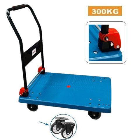 Folding Platform Trolley with high hand & Hand Trolley | 300KG | BLUE