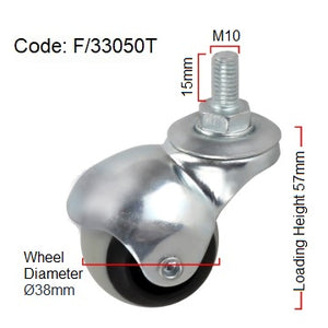 Furniture Castors > Spherical Rubber Ball Wheel | 40KG Capacity