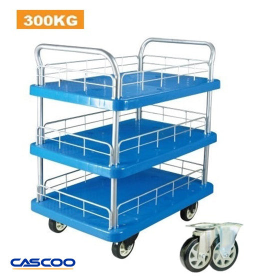 3 Tier Polypropylene Platform Trolley | 300KG | BLUE