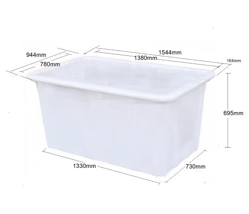 650LT Spring Loaded Laundry Tub Trolley | Plastic Bin Trolley-Straight Sided