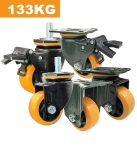 Ø75mm (3") Orange Polyurethane (PU) Wheel Castors | 133KG capacity per castor