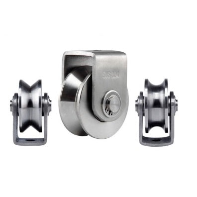 Ø48mm (2') & Ø68mm(2.5') Stainless Steel U. V. H. Type Groove Pulley Wheels, Heavy Duty Rigid Castors