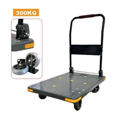 Folding Platform Trolley with High Handle & Hand Trolley | 300kg | GREY Color