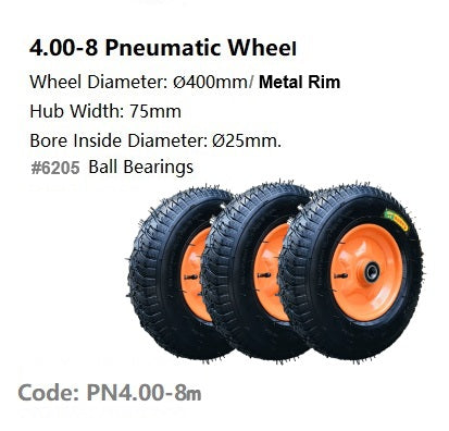 Ø400mm (16") Plastic Rim Pneumatic Wheels | 200KG loading Capacity