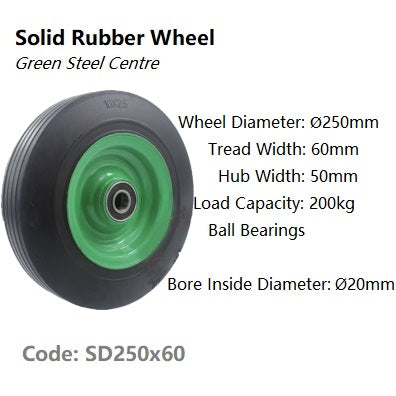 Solid Recycled Rubber Wheels | Ø200mm - Ø350mm