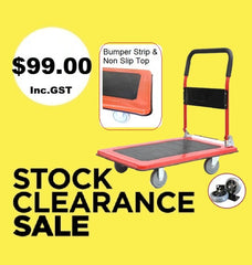 Folding Steel NON-SLIP Platform Trolley (High Handle) 300KG & Hand Trolley | RED