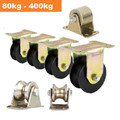 U Type-Groove Cast Iron wheel Rigid Castors | 80KG/100KG/150KG/400KG Capacity per castor