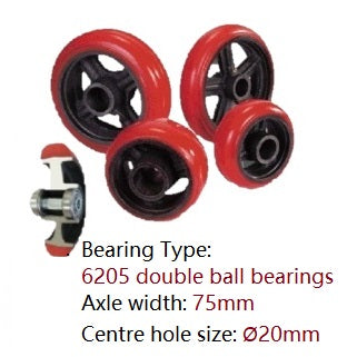 Ø200mm (8") Red Urethane on Cast Iron Wheel Castors | 770KG capacity per castor