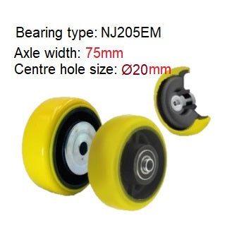 Ø200mm (8") Yellow Urethane on Cast Iron Wheel Castors |1500KG capacity per castor