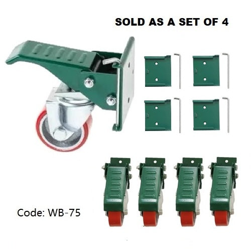 Workbench Castors with Quick Release Plates | 400kg Load Capacity for a set