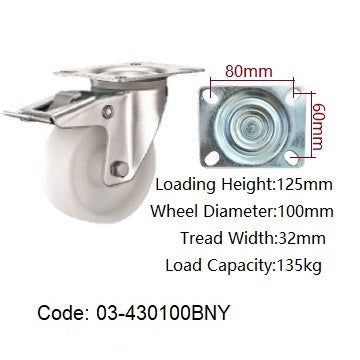 Ø100mm (4") Polyamide (Nylon)  Wheel | 150KG Castors > EUROPEAN STYLE