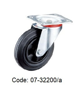 Ø200mm (8") Black Rubber Wheel Castors > EUROPEAN STYLE | 200KG capacity per castor