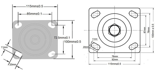 Ø150mm (6") Cast Iron Wheel Castors/High temperature resistant | 350KG capacity per castor