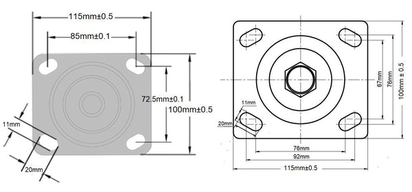 Ø150mm (6") Polyurethane (PU) on Aluminium Wheel Castors | 425KG capacity per castor